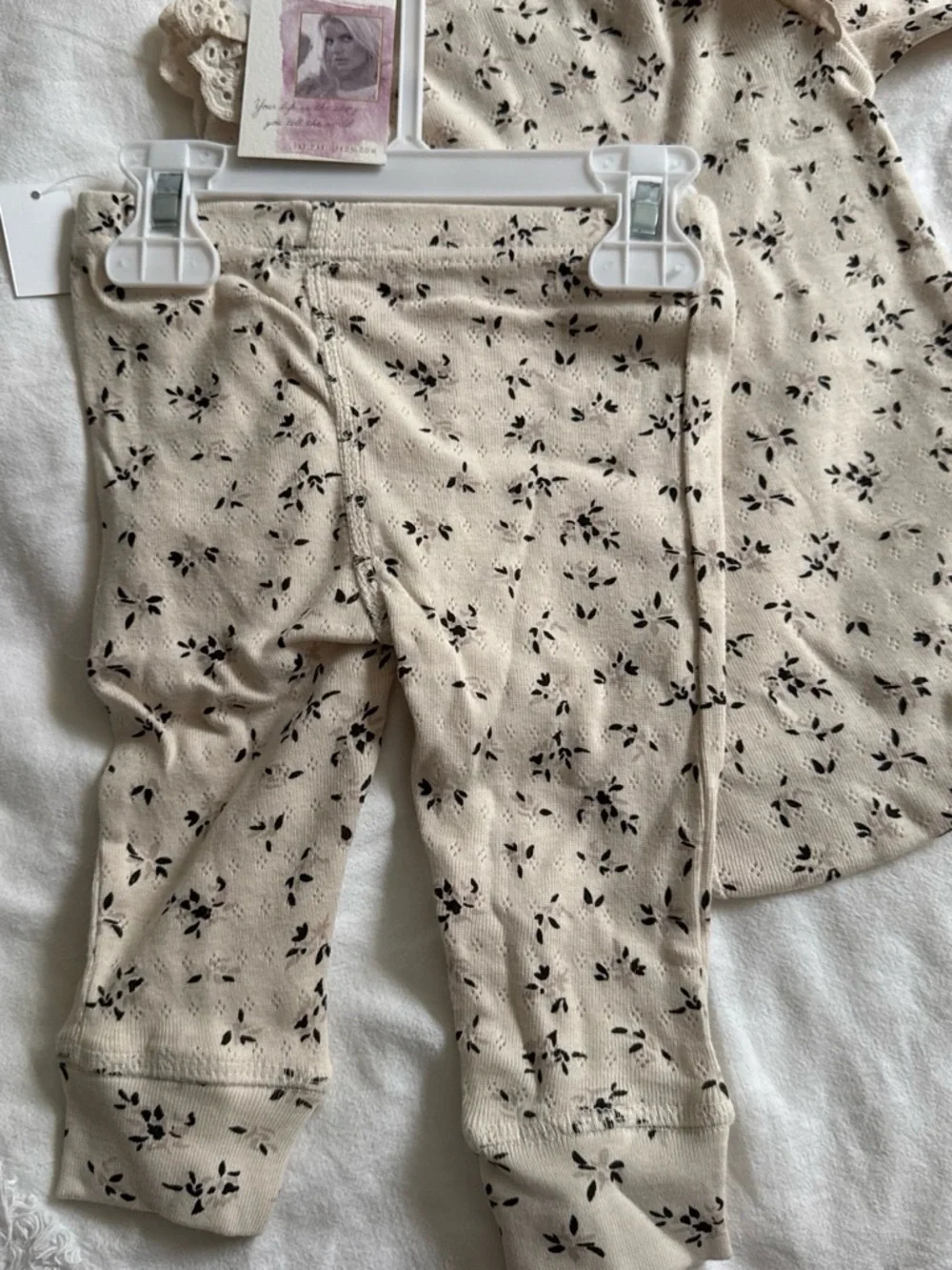 Neutral Floral Long-Sleeve Baby One-Piece by (unspecified)